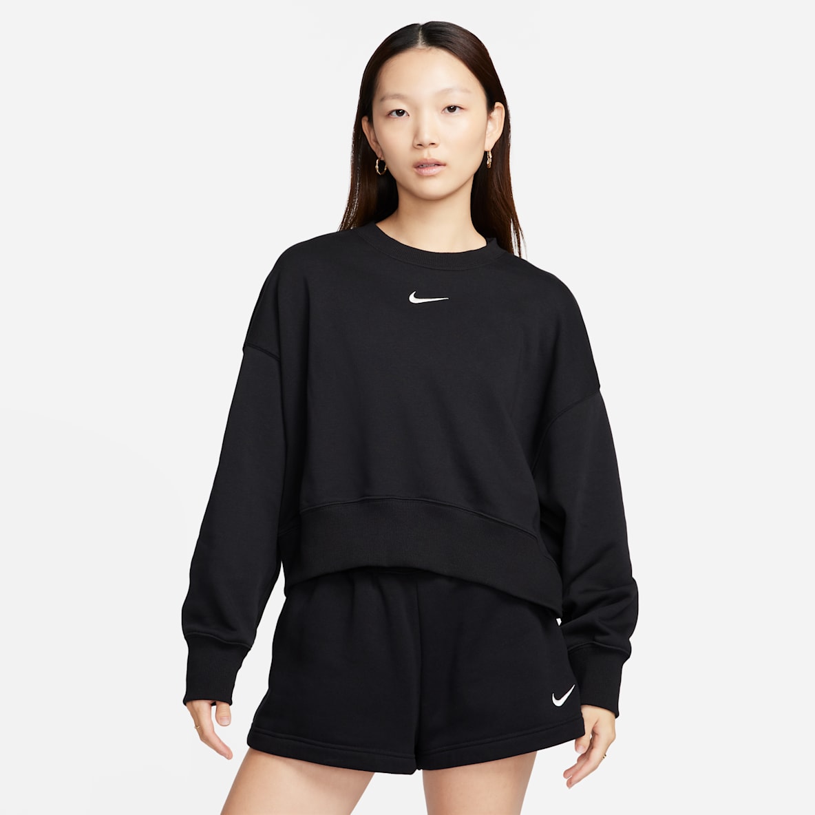 NIKE クロップド　フリース　Ｖネック　トレーナー　ナイキ　XL ブラック NIKE クロップド フリース Vネック トレーナー ナイキ XL